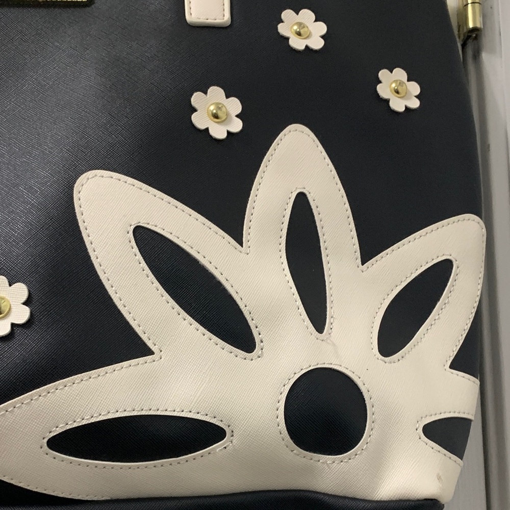 Betsey Johnson Black and Cream Floral Tote Bag - Picture 2 of 10